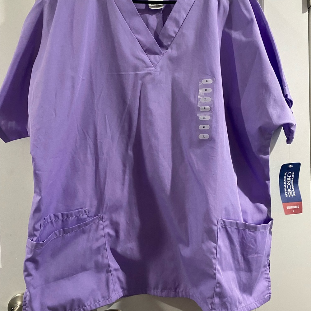 Purple V-Neck Scrub Top